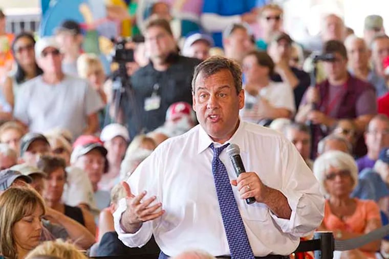 Gov. Christie during a town hall meeting in Ocean City on August 14, 2014. ( DAVID M WARREN / Staff Photographer )