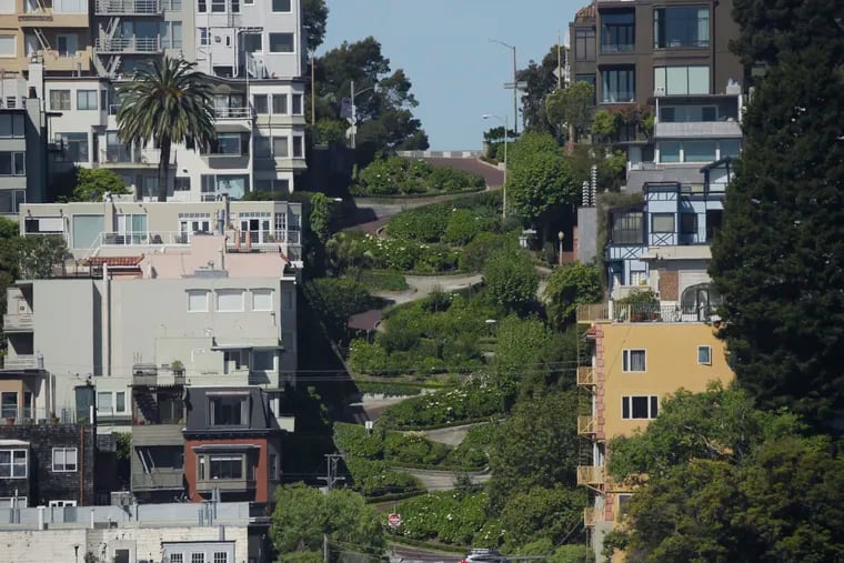 In this April 24, 2020, photo, crooked Lombard Street is seen empty in San Francisco.  Of the 250,000 technology jobs created from 2005 to 2017, roughly 90 percent flowed to just five cities, including San Francisco. But it and New York have seen sharper drops in rents. (AP Photo/Eric Risberg)