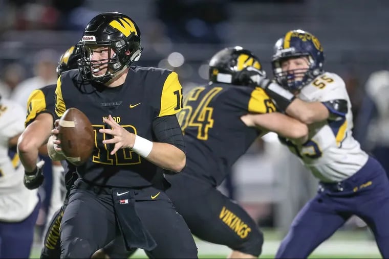 Quarterback Jack Colyar (12) and Archbishop Wood are tentatively scheduled to play North Jersey’s Bergen Catholic and Pope John Paul XXIII next season.