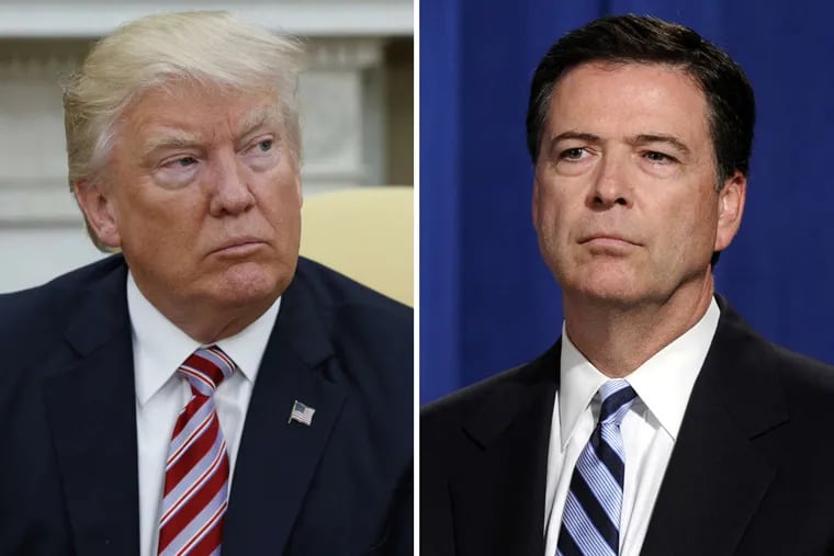 President Trump (left) and fired FBI Director James Comey.
