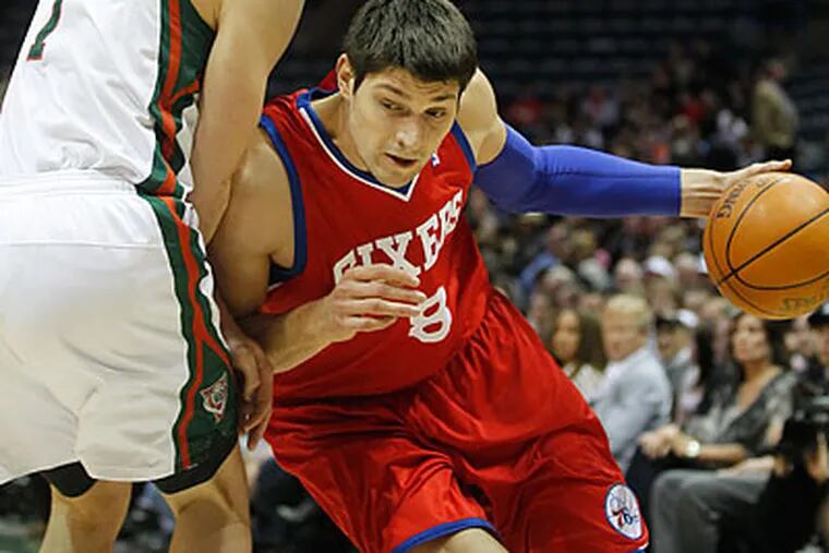 Nik Vucevic saw limited time in his first season with the Sixers. (Jeffrey Phelps/AP)