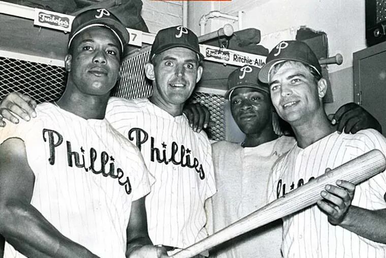 Wes Covington, Frank Thomas (second from left), Richie Allen and Johnny Callison. (Staff file photo)