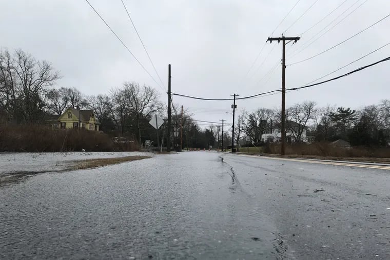 A Jersey Shore road closed from flooding in March nor'easter.