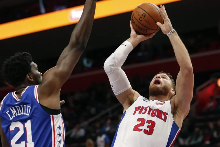 Detroit's Blake Griffin scored 50 points on 20-for-35 shooting and made the deciding layup in the Sixers' 133-132 overtime loss to the Pistons Tuesday night.