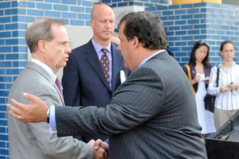 Gov. Christie with DRPA chief John Matheussen in 2010. Christie said he has forced &quot;critical reforms.&quot; CLEM MURRAY / Staff