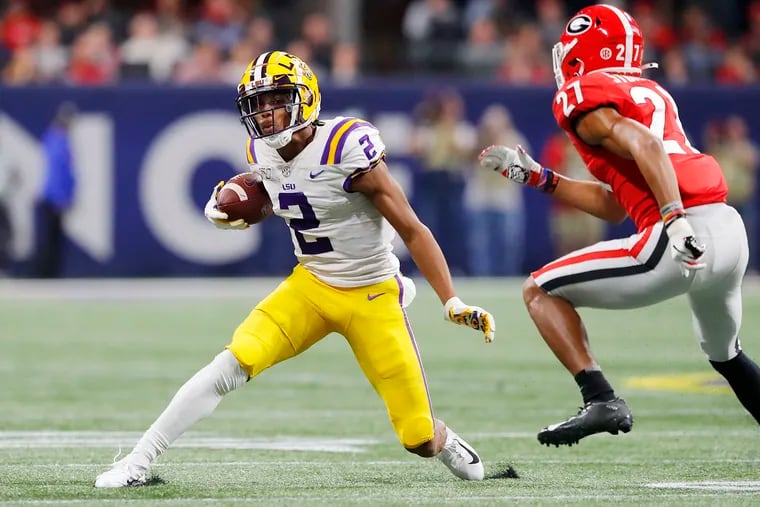 Justin Jefferson from LSU is the wide receiving prospect who might be the most realistic option for the Eagles at 21st overall in the first round.