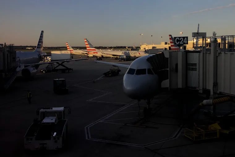 American Airlines planes at Philadelphia International Airport on Saturday, Oct. 3, 2020.
