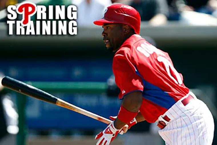 Jimmy Rollins had two hits in his two at-bats Monday against the Yankees. (Yong Kim/Staff Photographer)