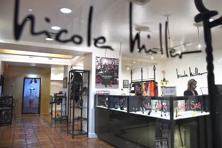 The Nicole Miller store at the Bellevue July 29, 2019. A women's clothing and accessories staple for more than two decades, the store will close Wednesday as owner Mary K. Dougherty focuses on her Manayunk location.