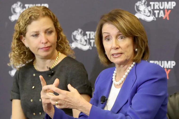 U.S. Rep. Debbie Wasserman Schultz (D-Fla.), left, and House minority leader Nancy Pelosi (D-Calif.) Last week, at Davos, Wasserman Schultz said she is “not sure that $1,000 … goes very far for almost anyone.” And Pelosi, who described a $40-per-paycheck Obama-era tax cut as a “victory for America,” said thousand-dollar bonuses are just “crumbs.”