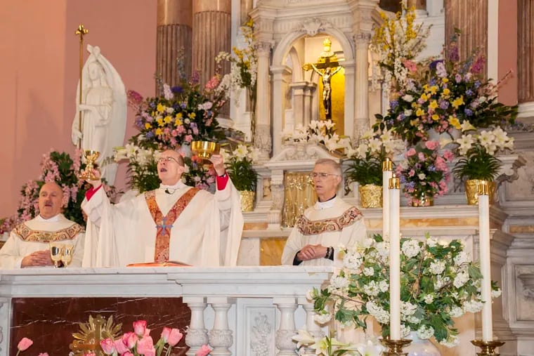 Easter Mass at Shrine of Saint Rita Cascia in South Philly celebrated in 2012 by (from left) Father Joe Genito, Bishop Timothy Senior and Father Bill Recchuti.
CREDIT: Photo by Father Dan McLaughlin, St. Rita Shrine