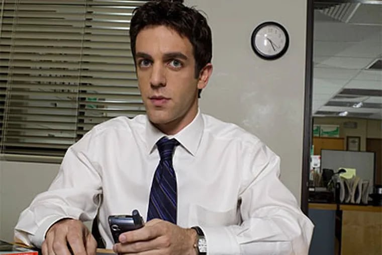 B. J. Novak plays Ryan Howard on "The Office," the guy whose professional rises and falls have been so cataclysmic, they make the Roman Empire seem stable.