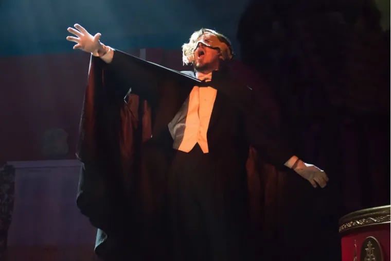 Steve McMahon as the Phantom in the world premiere of “Return of the Phantom,” running through Nov. 19 at the Broadway Theatre of Pitman.