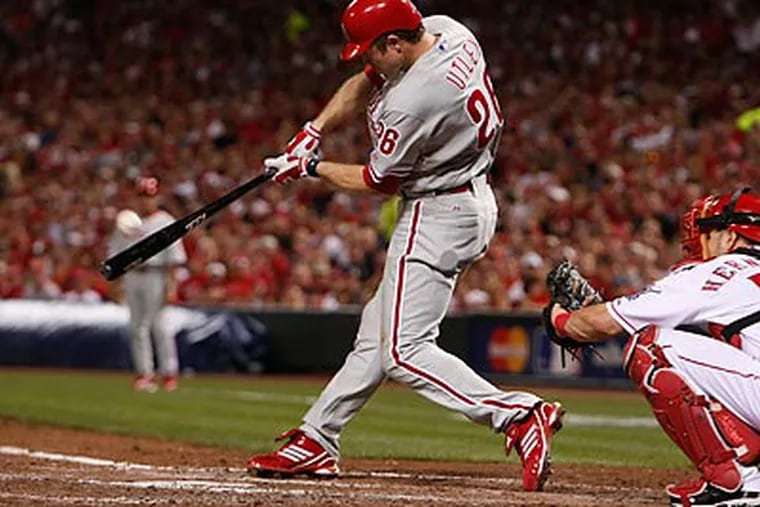 Chase Utley's home run in the fifth inning was one of the decisive plays in the Phillies' win. (Ron Cortes/Staff Photographer)
