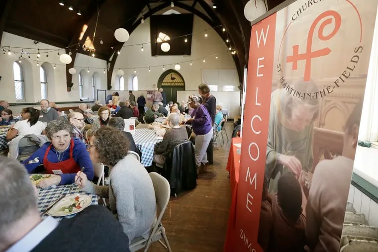 Supper at St. Martin-in-the-Field Episcopal Church in Chestnut Hill on March 27, 2019.
