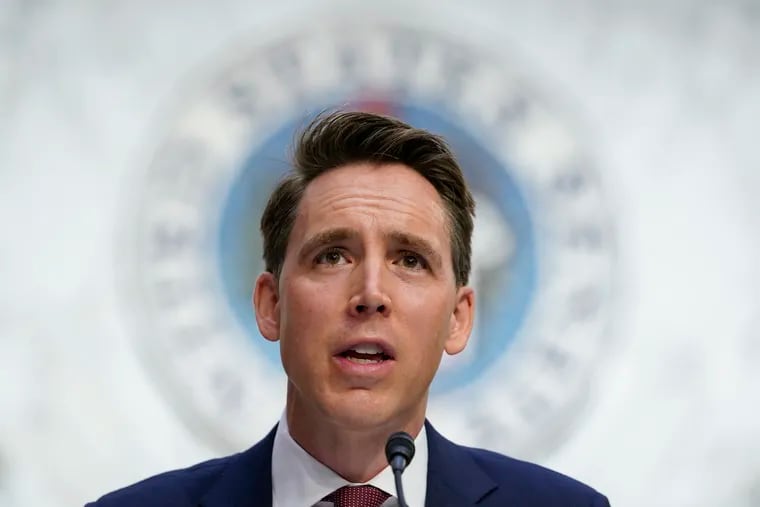 Sen. Josh Hawley (R., Mo.) speaks during a confirmation hearing for Supreme Court nominee Amy Coney Barrett before the Senate Judiciary Committee on Capitol Hill in Washington on Oct. 12, 2020. Hawley is right that the GOP should become the proworker party, writes Bloomberg Opinion's Michael R. Strain.