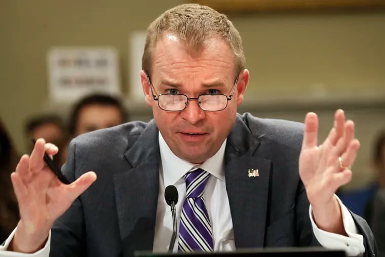 Budget Director Mick Mulvaney testifies on Capitol Hill in Washington, Wednesday, May 24, 2017, before the House Budget Committee hearing on President Donald Trump's fiscal 2018 federal budget. (AP Photo/Jacquelyn Martin)
