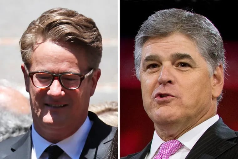 MSNBC ‘Morning Joe’ host Joe Scarborough (left) and Fox News ‘Hannity’ host Sean Hannity went after each other on Monday.