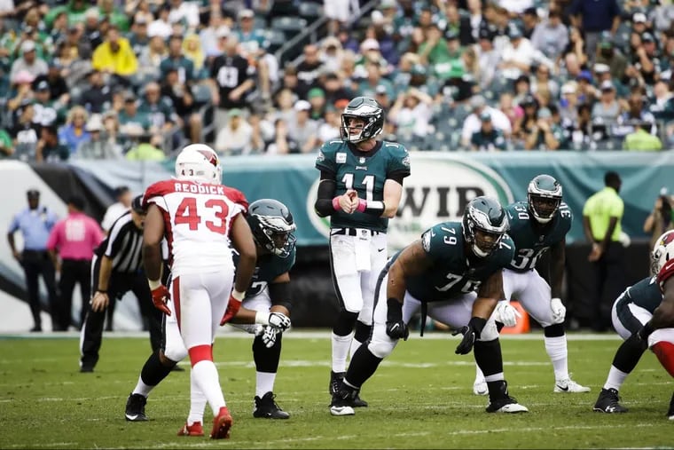Eagles quarterback Carson Wentz (11) has earned more freedom in changing plays before the snap.