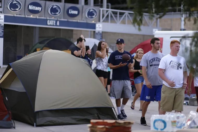 The tradition of Nitannyville, where students camp out to be the first admitted to the student section, is shown here in 2014.