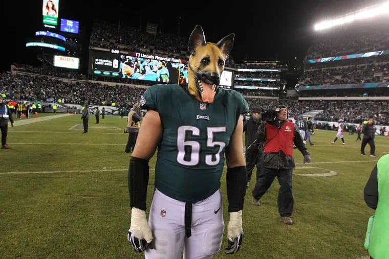 Offensive lineman Lane Johnson, who started the dog mask craze, now has a ‘Home Dogs’ t-shirt to go with it. And we’ve got a tip for fans sold out of the German shepherd mask: Look to other breeds.