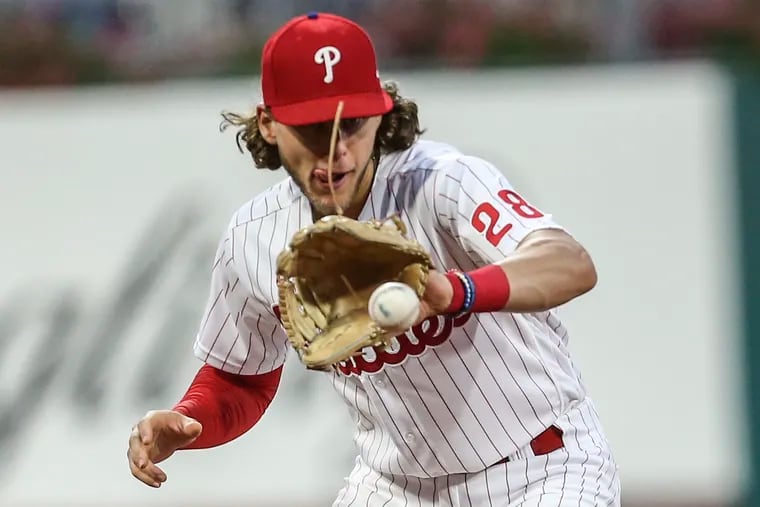 Phillies third baseman Alec Bohm improved from eight outs below average in April and May to one out above average in June, July, and August.