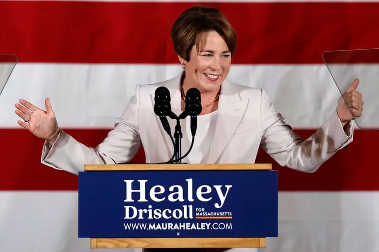 Massachusetts Gov.-elect Maura Healey speaks during a Democratic election night party Tuesday in Boston.
