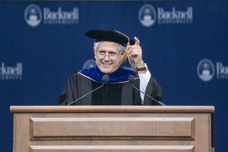 Former CBS broadcasting chief executive Leslie Moonves spoke to graduates of his alma mater, Bucknell University in Lewisburg, Pa., in 2016.