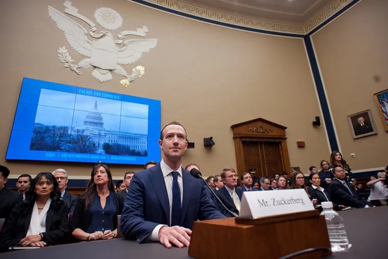 Facebook CEO Mark Zuckerberg appears before the House Energy and Commerce Committee in Washington, D.C., on Wednesday, April 11, 2018. A recently re-introduced bill in Congress would create a "safe harbor" for news organization to bargain with Facebook and Google, who continue to dominate digital ad revenue.