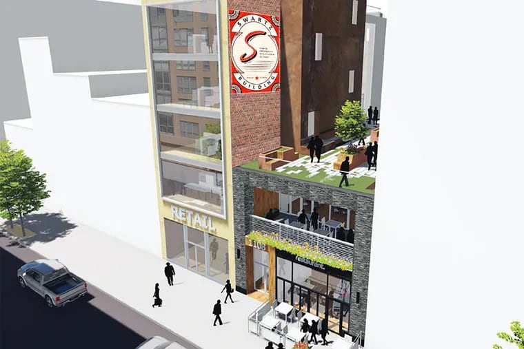 An artist’s rendering of the Swartz Building project planned at 1108-1110 Chestnut St.