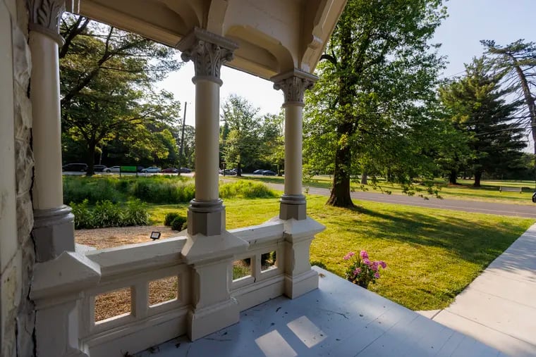 A view of West Fairmount Park from the porch of Ohio House in West Fairmount Park at Montgomery Avenue and Belmont Avenue in Fairmount Park.