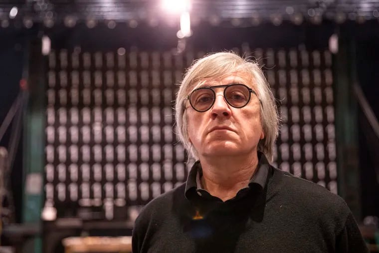 Dmitry Krymov, of Moscow, Russia, Director for The Cherry Orchard, poses for a portrait inside the Ted and Stevie Wolf Stage at the Wilma Theater in Philadelphia.