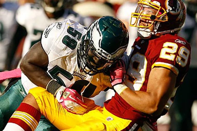 The Eagles defense held the Redskins to 42 rushing yards on Sunday. (Yong Kim/Staff Photographer)