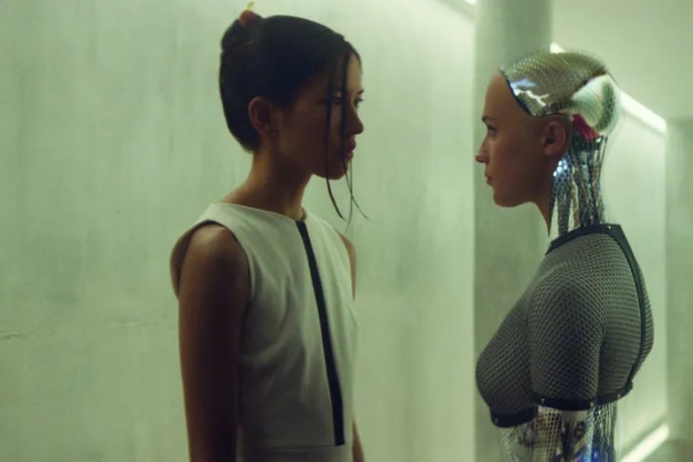 Sonoya Mizuno (left) and Alicia Vikander in 'Ex Machina,' whose director sought to explore what gender really is. (DNA Films)