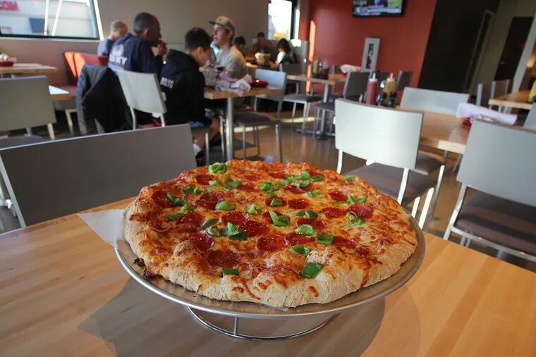 Pepperoni and green pepper pizza at Rockhill, 1800 Route 70 East, Cherry Hill.