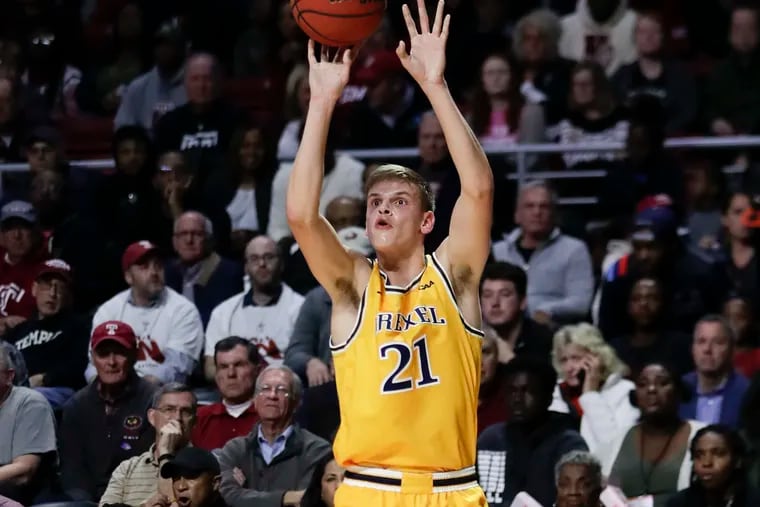 Drexel forward Mate Okros finished with five points against Rutgers.