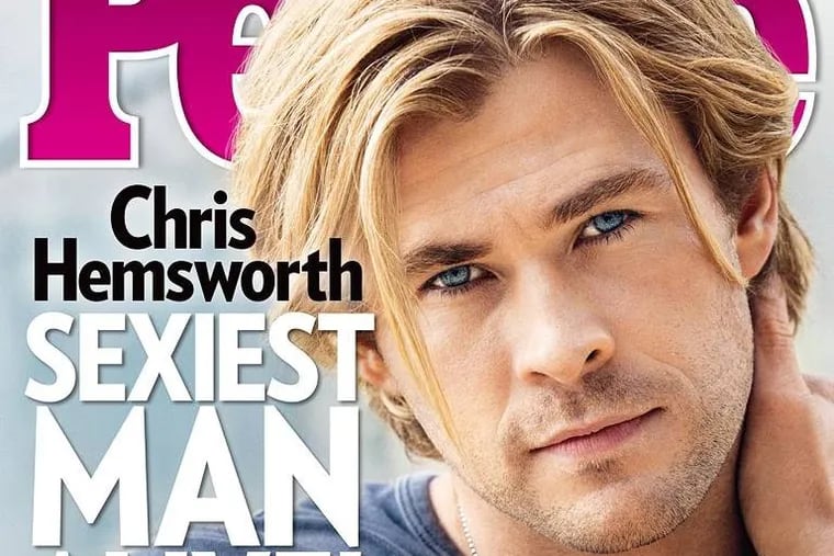 People magazine cover with 2014 Sexiest Man Alive! Chris Hemsworth.
