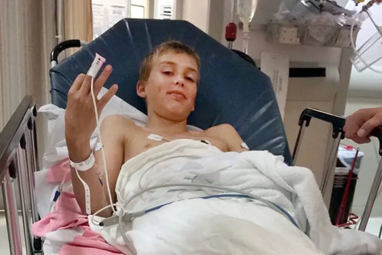 David Bodkin-Parris, 14, was struck by lightning on Monday night, recovers in Crozer Chester Hospital on Monday night. (Shana Parris photo)