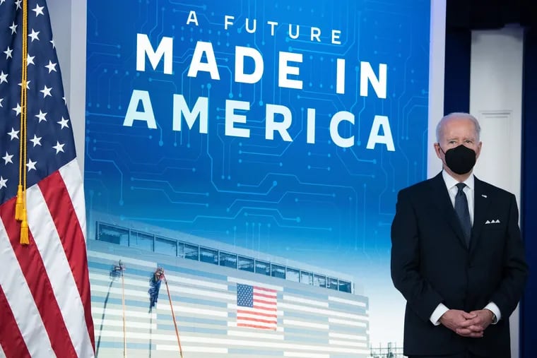 President Joe Biden during an event to discuss the supply shortage of semiconductors in the South Court Auditorium of the White House in Washington, D.C., on Jan. 21, 2022.