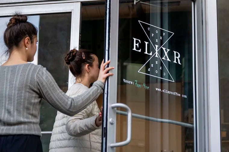 The Elixr Coffee shop at 315 N. 12th Street in Philadelphia on Thursday. Workers posted to Instagram that they would strike if Elixr's owner did not settle on a contract at the next bargaining session.