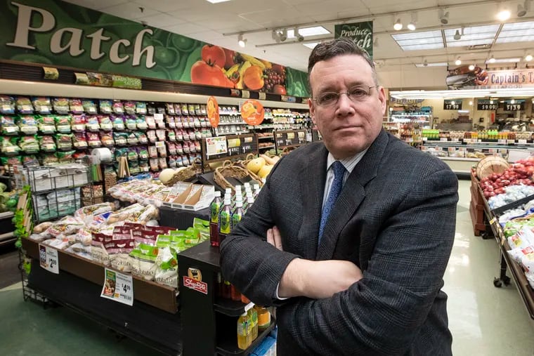 Mayoral candidate Jeff Brown, seen at a now-shuttered ShopRite at 67th Street and Haverford Avenue in 2019, was chair of both Brown's Super Stores and the nonprofit Uplift Solutions.