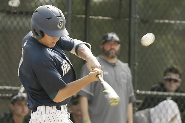 St. Augustine's Josh Hood hits grand slam in third inning of 12-11 win over Bishop Eustace. 