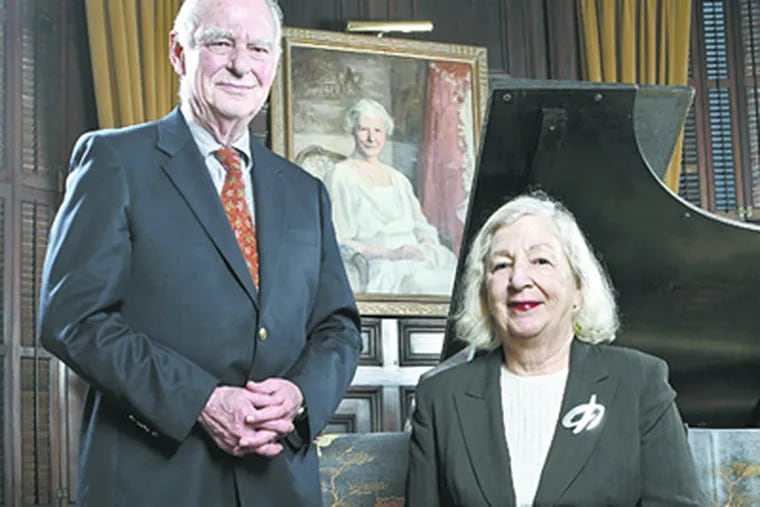 Gerry and Marguerite Lenfest at The Curtis Institute of Music in frontof a portrait of Mary Louise Curtis Bok, the founder of Curtis. (Michael S. Wirtz / Staff Photographer )