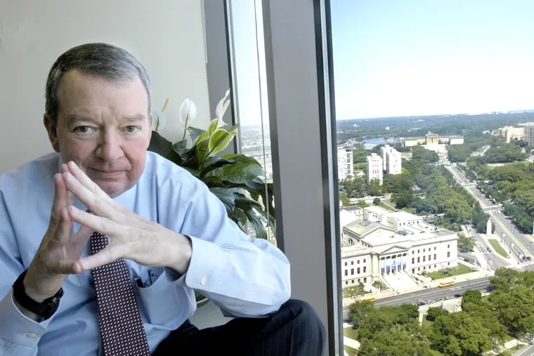 Mr. Marston sits in his Center City office overlooking Logan Circle in 2005. He worked in Philadelphia for nearly all of his professional life.
