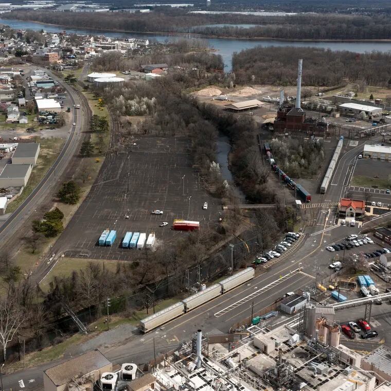 The Trinseo Altuglas facility in Bristol, Pa. on Monday, March 27, 2023. An estimated 8,100 gallons of a latex emulsion solution spilled into Otter Creek and then into the Delaware River late Friday.