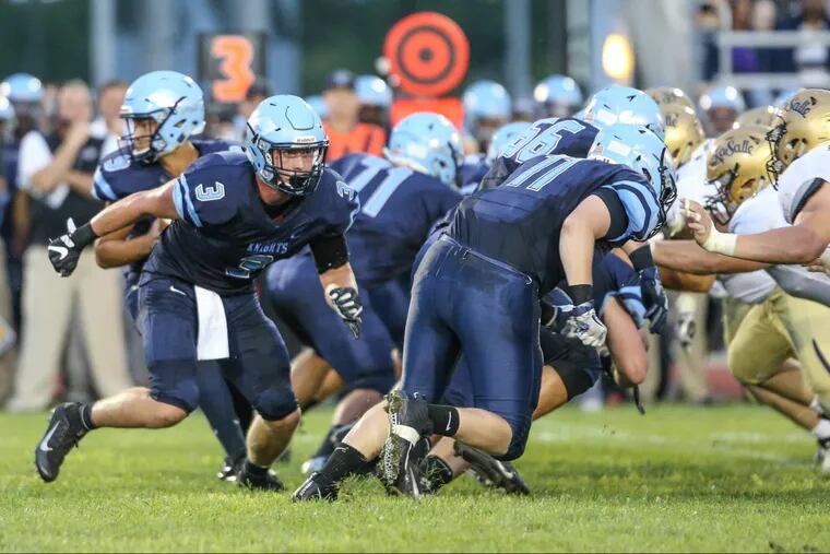 Owen Thomas (3) and North Penn, ranked No. 5 in Southeastern Pennsylvania by the Inquirer, will visit No. 7 Downingtown East at 7 p.m. Friday at Kottmeyer Stadium.