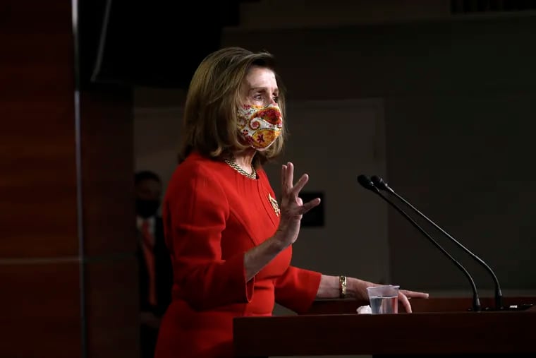 House Speaker Nancy Pelosi speaks during her weekly press conference on Capitol Hill in Washington on Thursday.