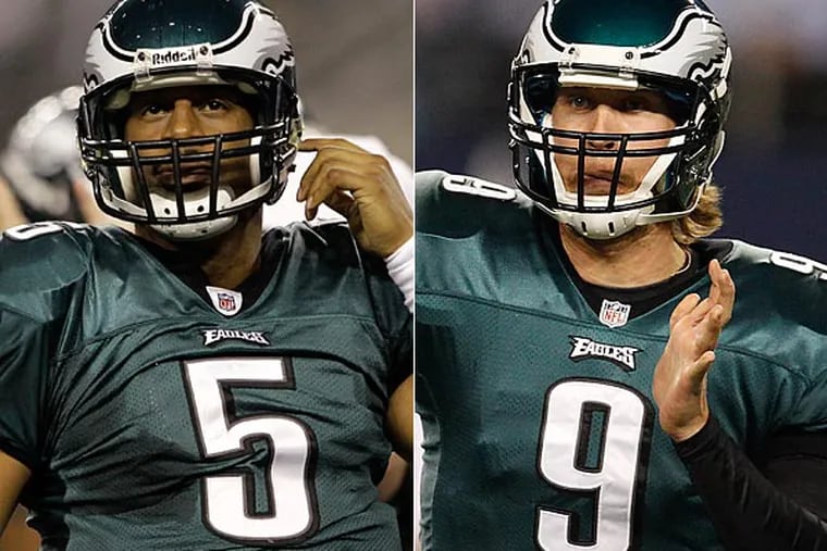 Donovan McNabb (left) and Nick Foles (right). (AP and Staff Photos)