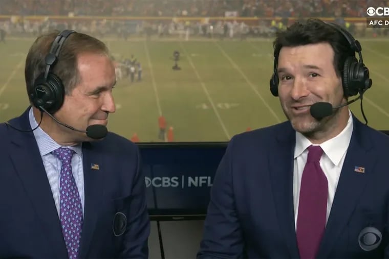 CBS announcers Jim Nantz (left) and Tony Romo will call the AFC Championship game between the Bengals and the Chiefs.