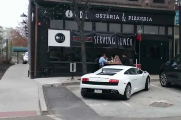 Outside of Ardé Osteria in Wayne sits a white Lamborghin that belonged to Giuseppe DiMeo. He was sentenced Monday in federal court to 24 months in prison for tax fraud.
